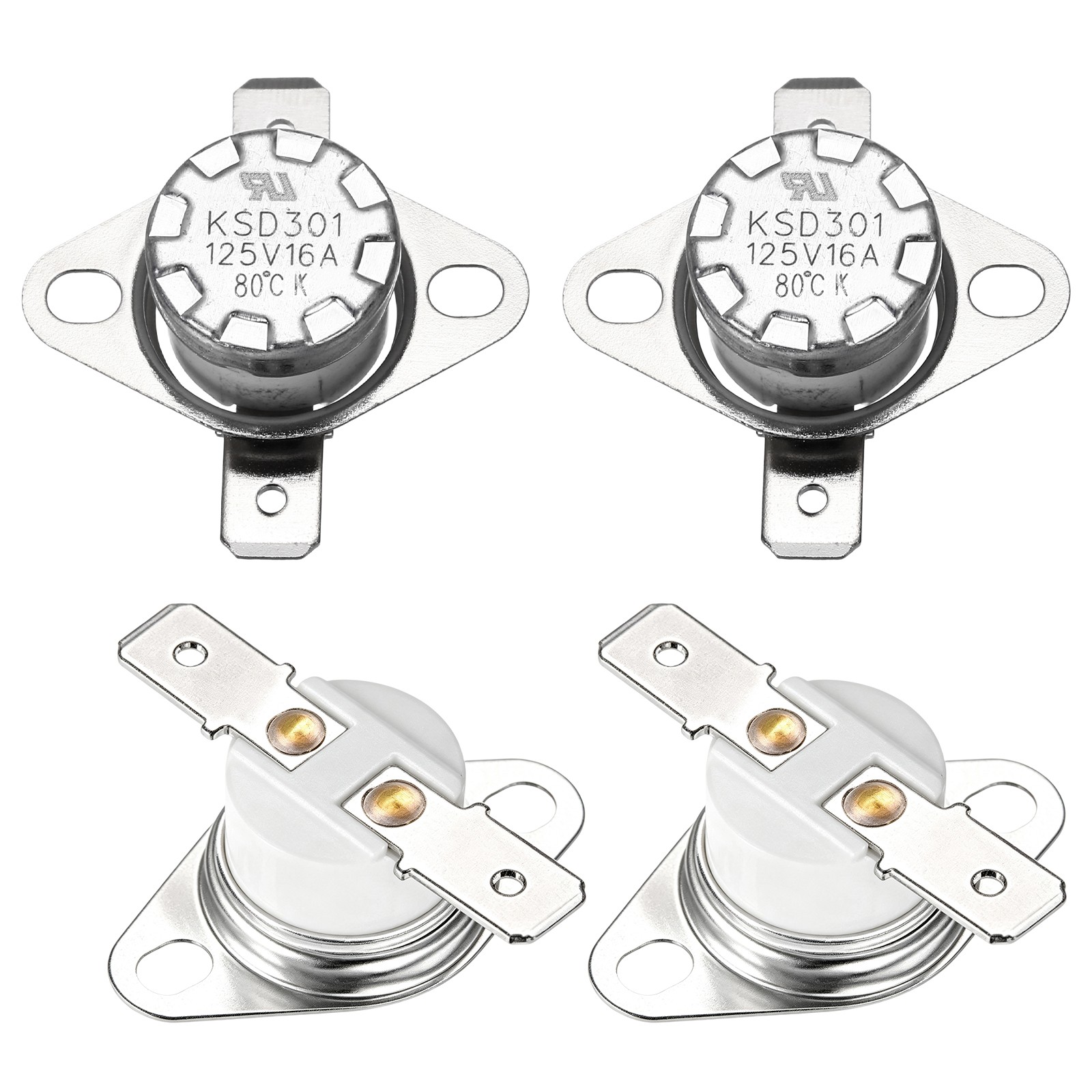 4 Pcs KSD301 Thermostat 80°C/176°F Snap Disc Temperature Switch Ceramic