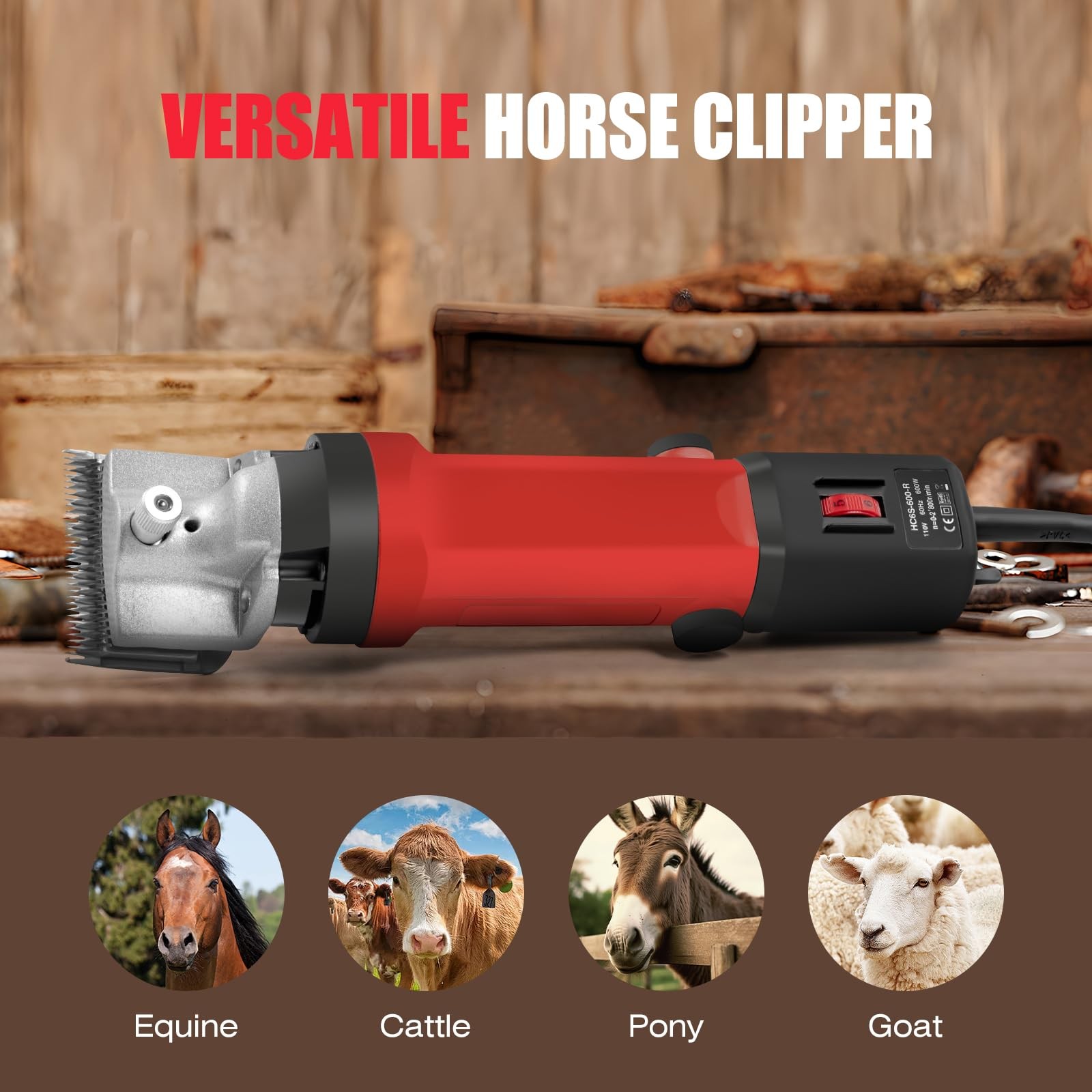 Horse Clippers, 600W Professional Heavy Duty Horse Body Clippers, 6-Speeds L…
