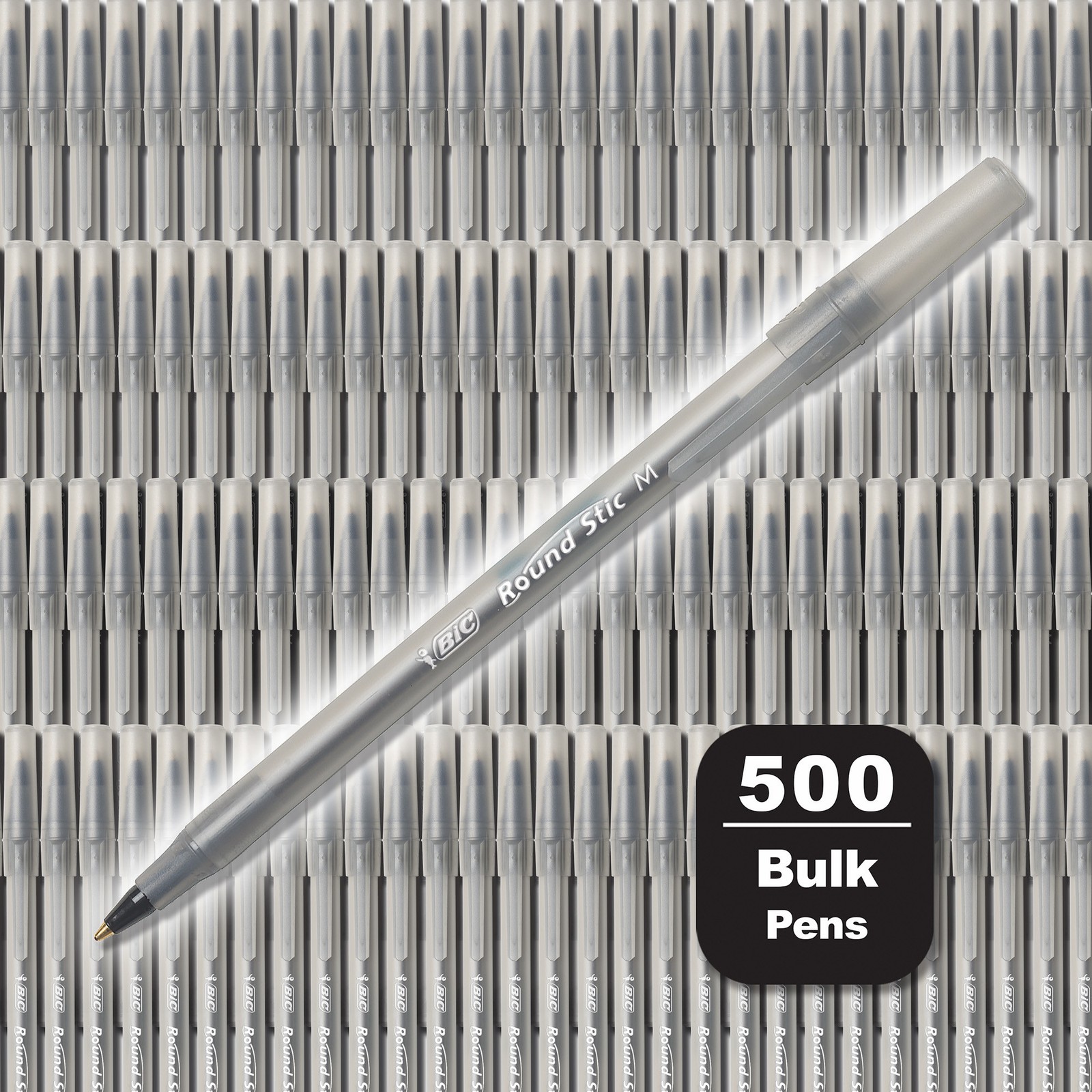 BIC Round Stic Xtra Life Black Ballpoint Pens, Medium Point (1.0mm), 500-Count