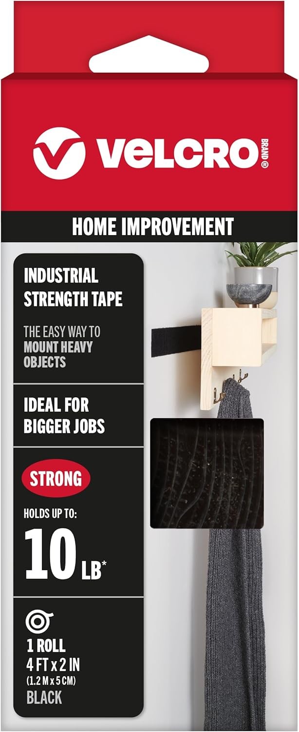 VELCRO Brand – Industrial Strength | Indoor & Outdoor Use | 4ft x 2in, Black