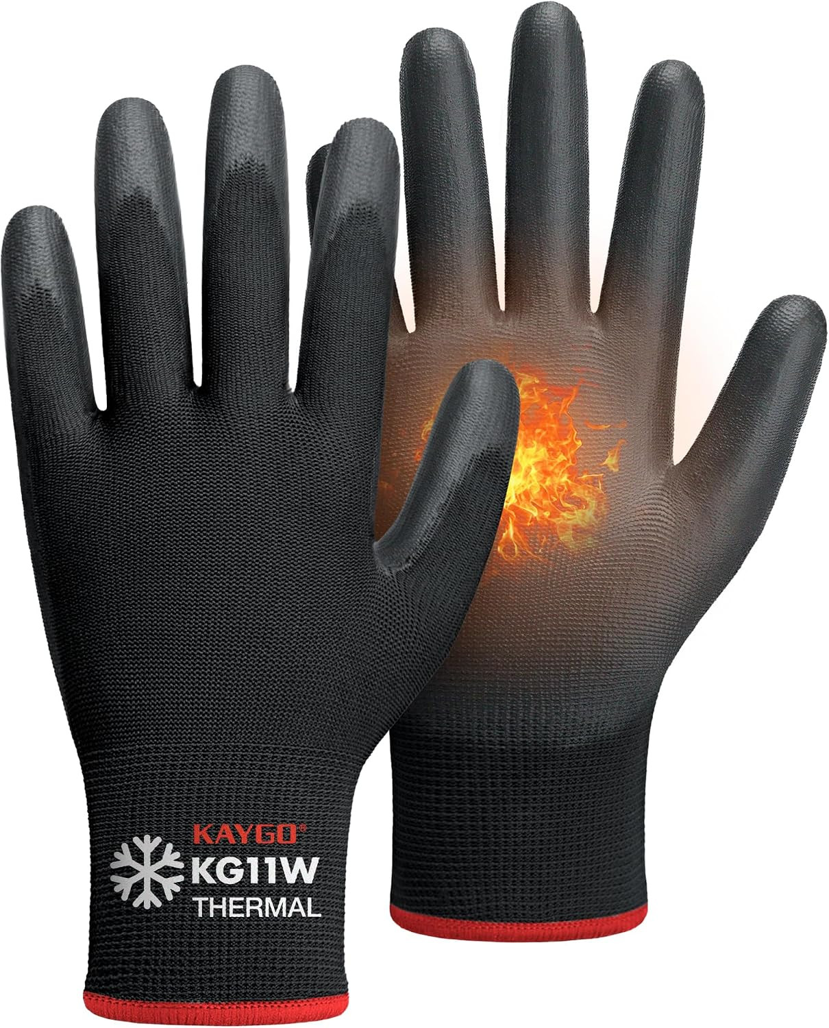 Safety Work Gloves for Men Women, PU Coated Palm & Fingers, KG11P | Smooth Grip,