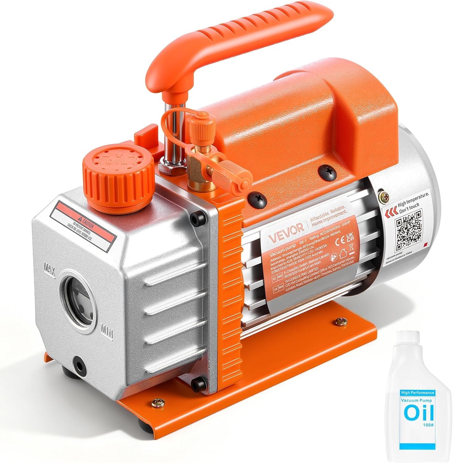 Efficient 1/4 HP Rotary Vane Vacuum Pump – Ideal for Automotive AC & HVAC Repair