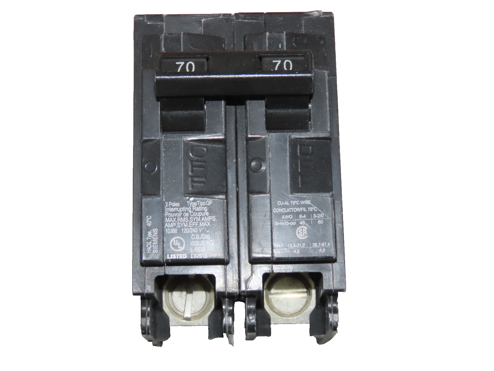 SIEMENS Q270 2 POLE CIRCUIT BREAKER 70Amp 120/240V (Pack of 1)
