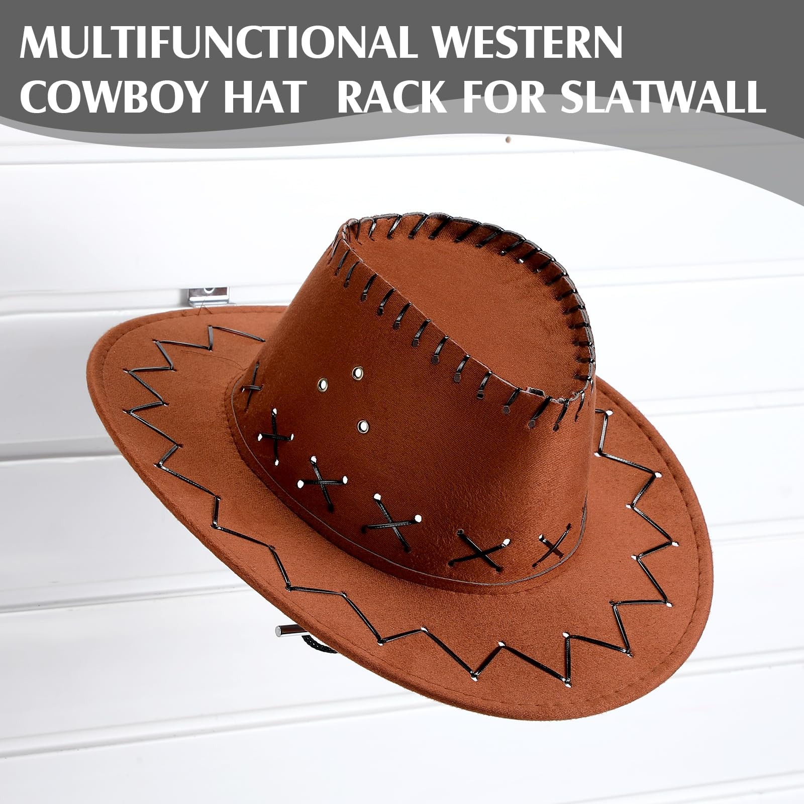 20 Pack Chrome Slatwall Hat Holders – Cowboy Hat Display Rack for Home & Retail