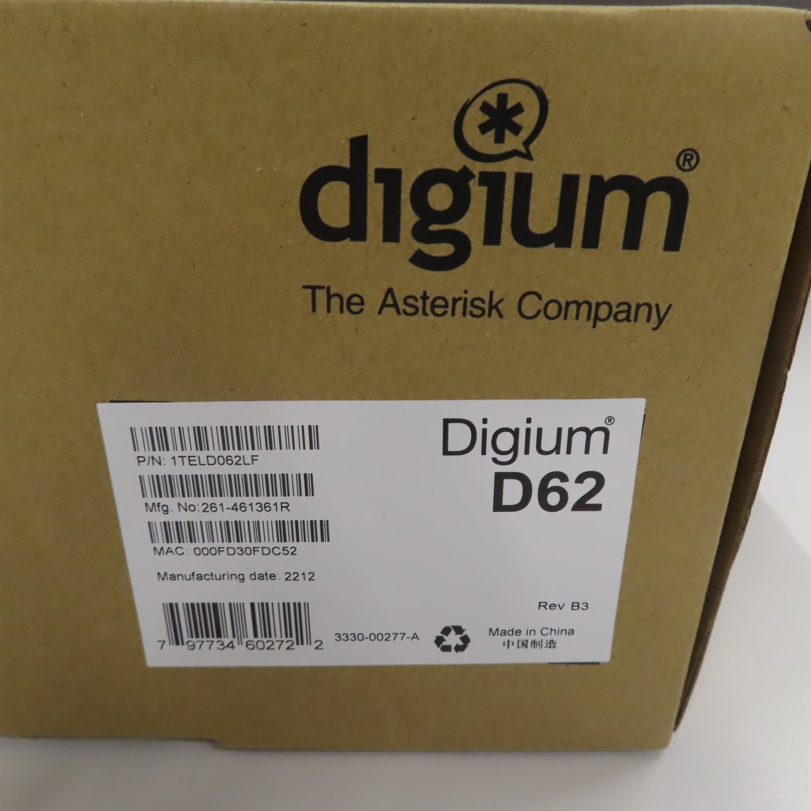 New Digium D62 2 Line Color Display Black IP Phone Sangoma 1TELD062LF Asterisk