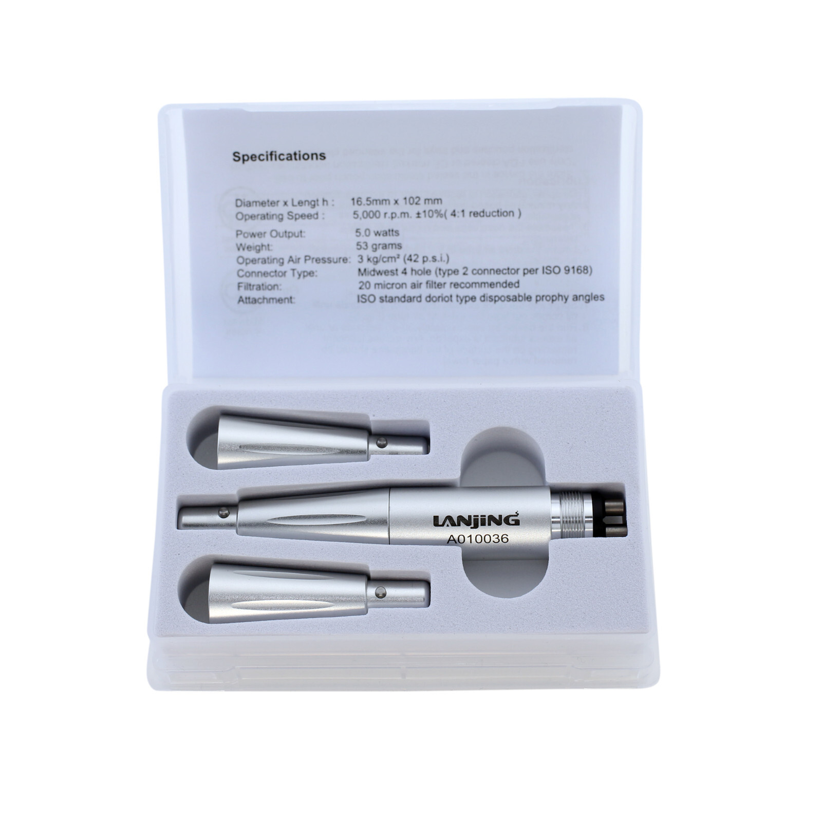 LANJING Dental Prophy Hygiene Handpiece Air Motor 4 Hole 4:1 Straight Nose Cone