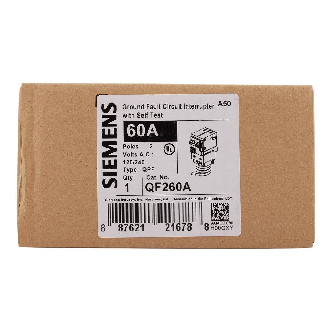 NEW Siemens QF260A 60 Amps 120/240 Volts 2 Pole Ground Fault Circuit Interrupter