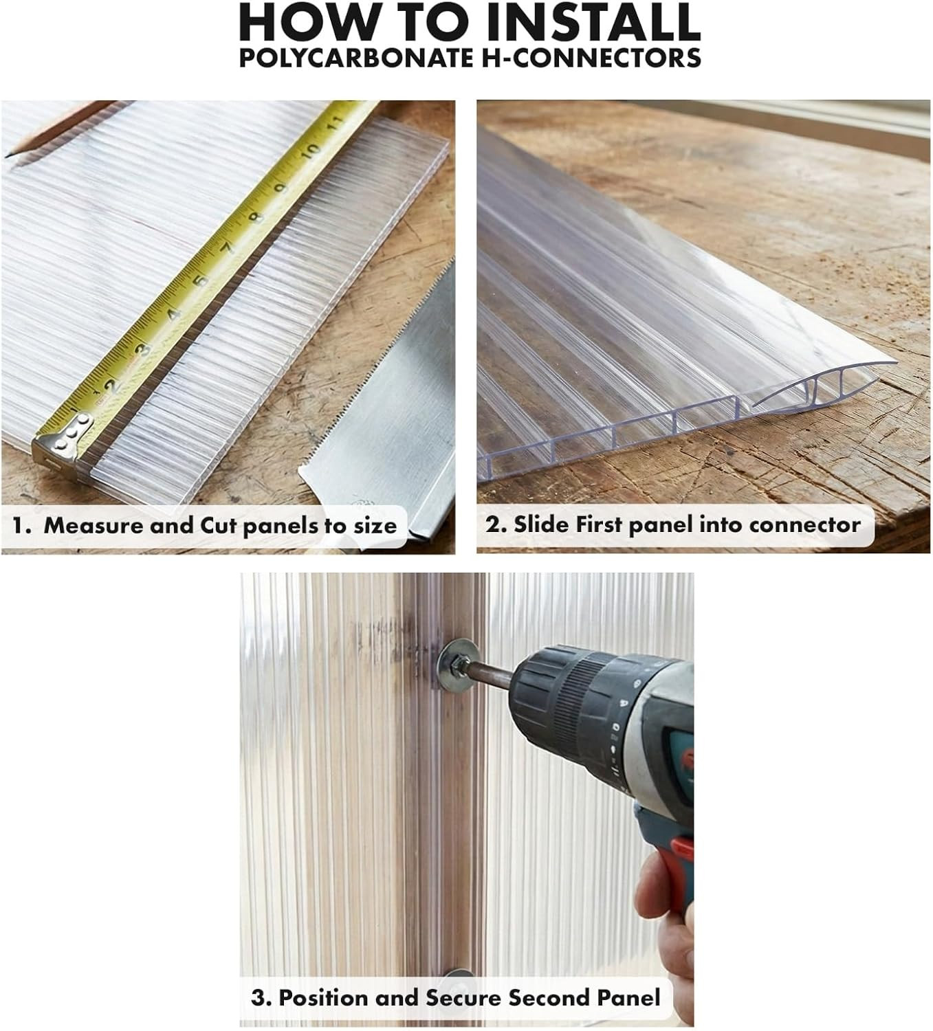 Polycarbonate Greenhouse Panels Connectors – 0.4″ Thick, Fit 10Mm or 8Mm Twin-Wa