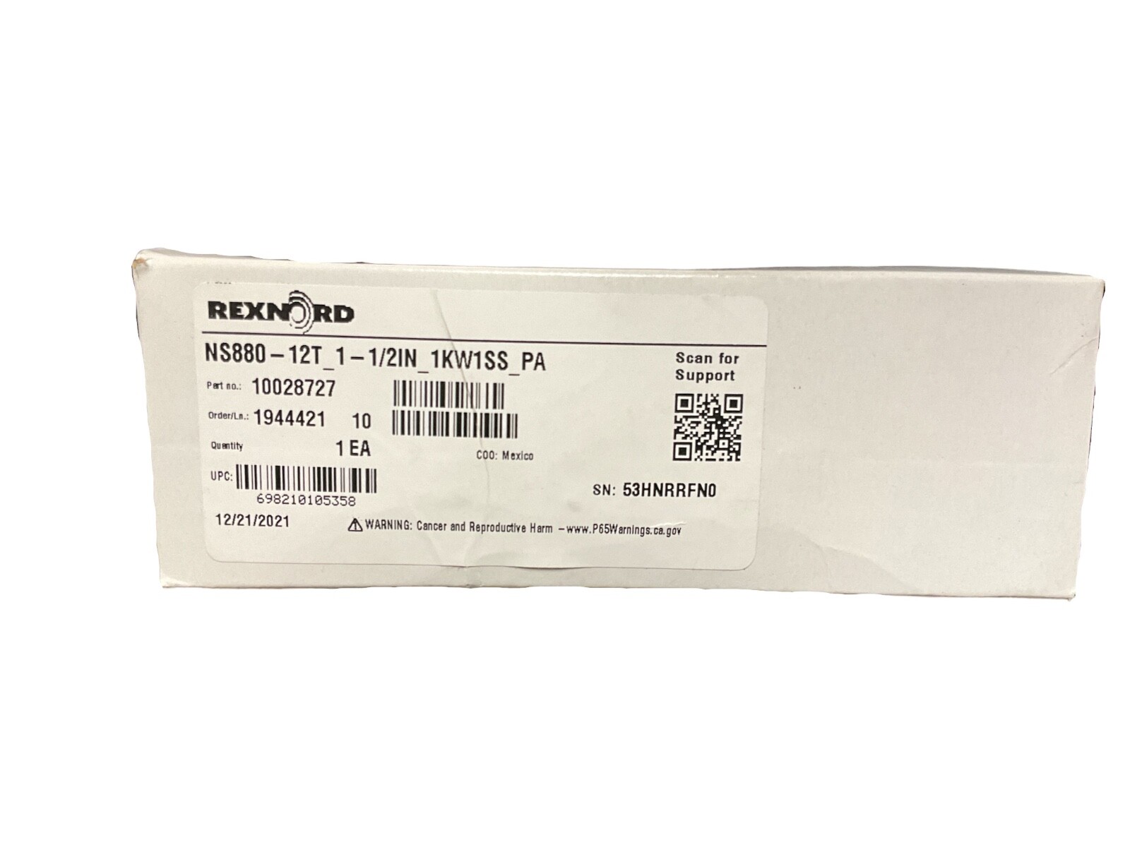 REXNORD Sprocket 10028727 NS880-12T_1-1/2IN_1KW1SS_PA