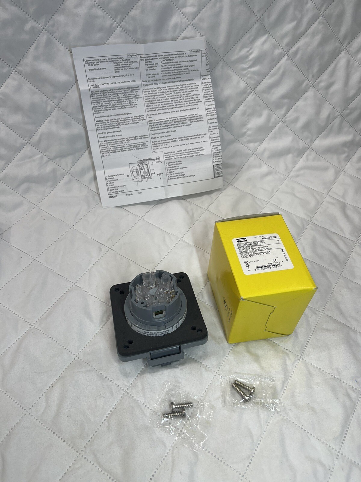 HUBBELL HBL2730SW HBL RECEPTACLE WATERTIGHT SAFETY 30 AMPS 480 VOLTS 3 POLE 4 WI