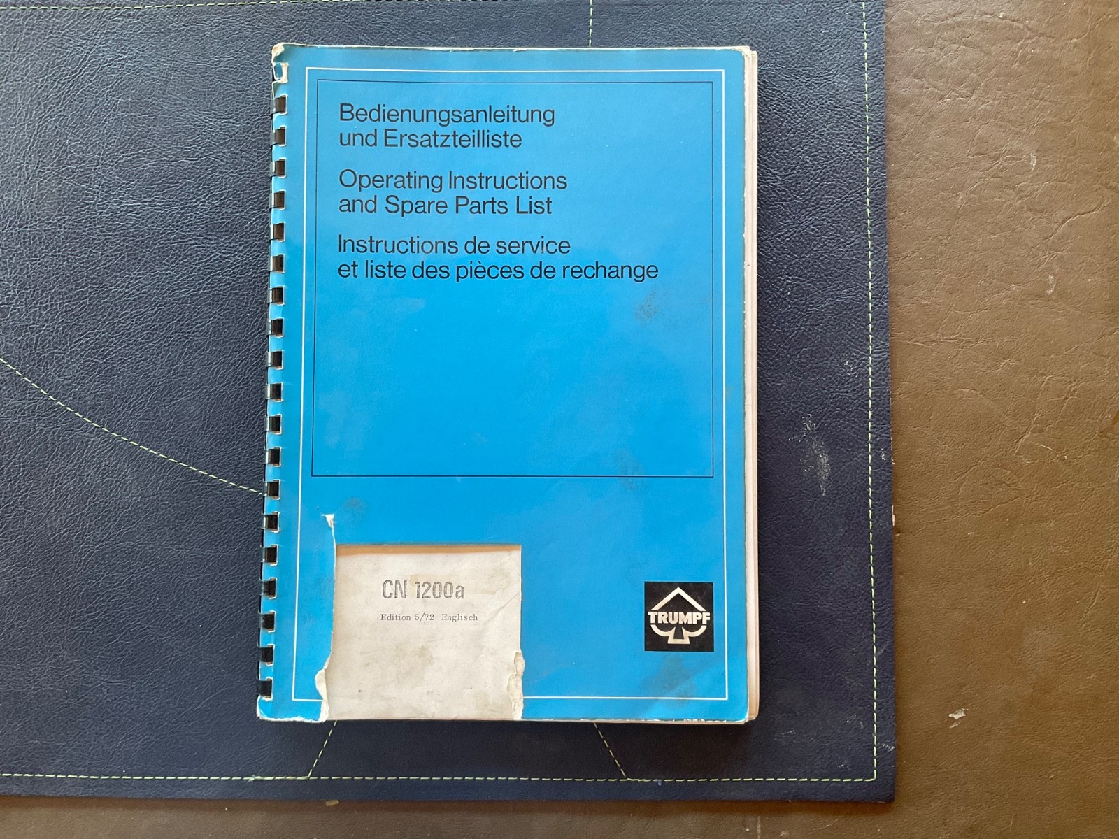 Trumpf CN 1200 operating/spare parts catalog
