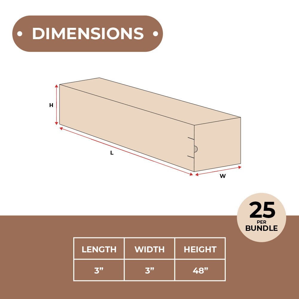 Kraft Square Mailing/Shipping Tubes 3 x 3 x 48″ ECT-32B 25/Case