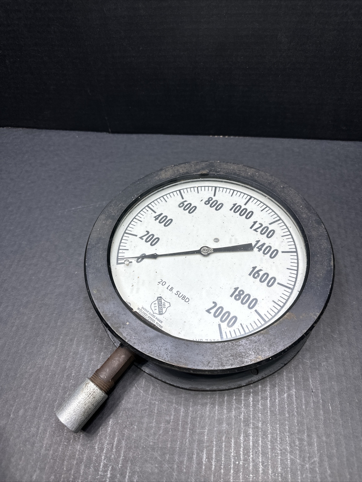 VINTAGE ASHCROFT GAUGE 20LB SUBD. AMP 7376 Welded Steel Tube DURAGAUGE
