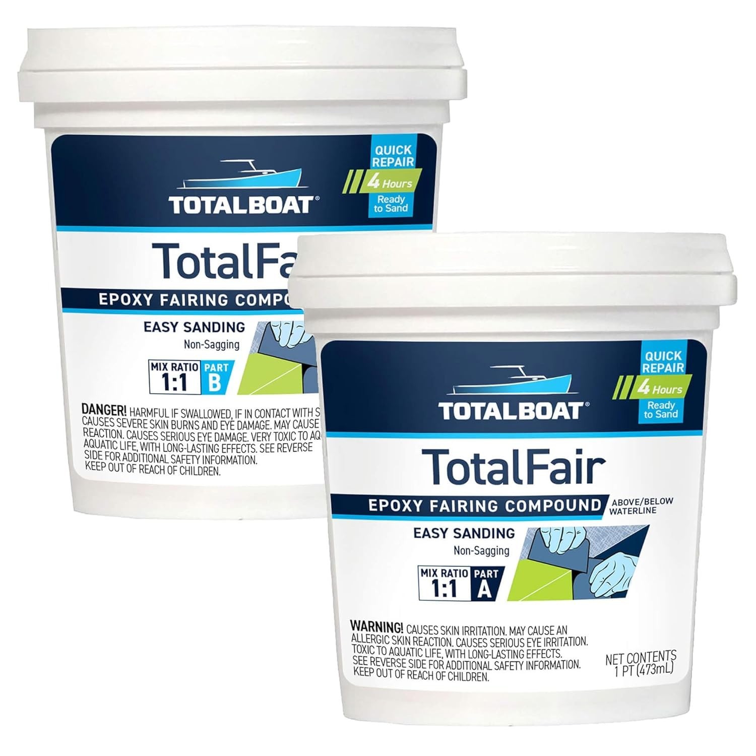 Waterproof Epoxy Filler for Fiberglass, Wood, Aluminum and Steel, Fast Drying