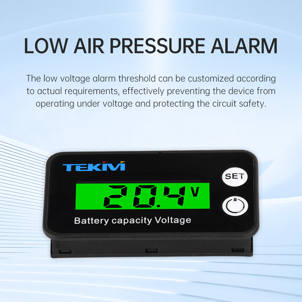 6136B High Precision LCD Battery Voltmeter Indicator Low Voltage Alarm Setting