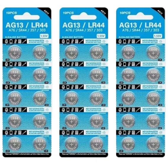 10Pcs AG13 LR44 A76 357 357A LR1154 SR1154 SR44 1.5V Button Battery Coin Cell