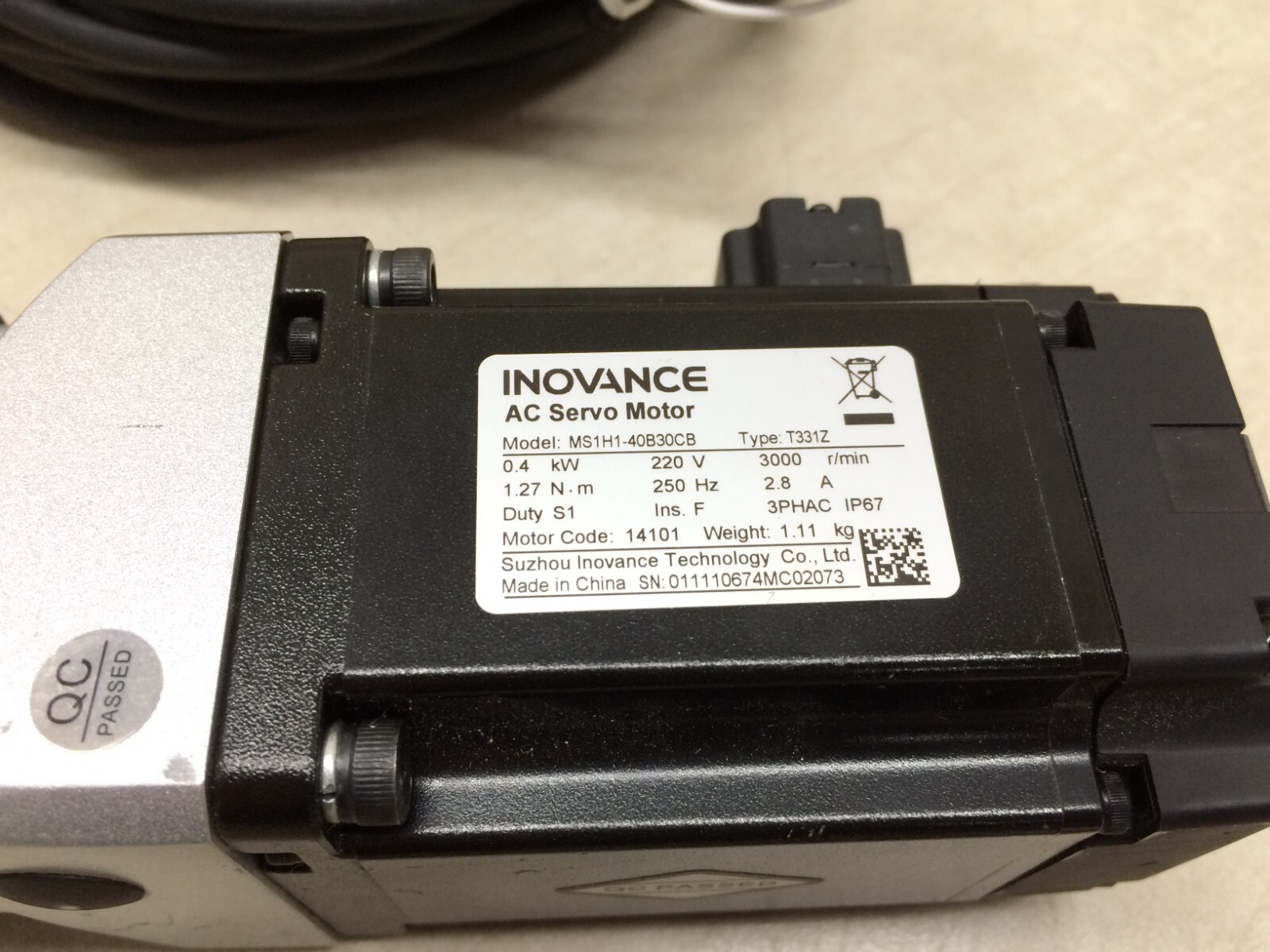 Inovance MS1H1-40B30CB AC Servo Motor w/ Stonker STF60-10 Gear Reducer