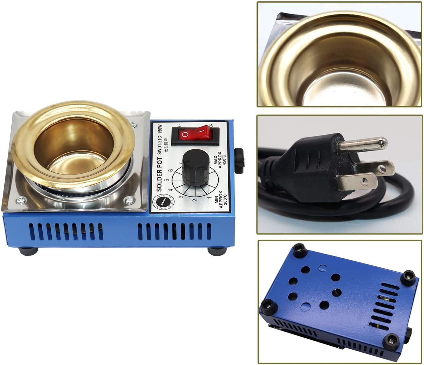 110V 150W Solder Pot 50mm – 500g Capacity Lead-Free Solder Bath & Scraper