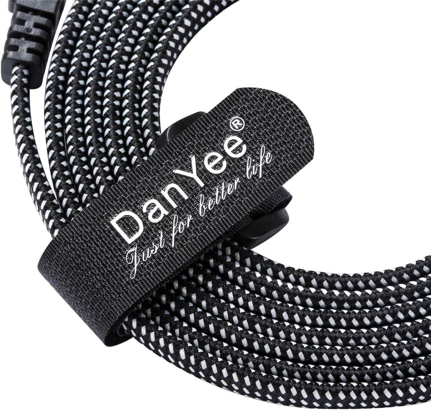 DanYee Cat 8 Ethernet Cable, 3ft, Nylon Braided, High Speed, RJ45, 2000 MHz, Bla