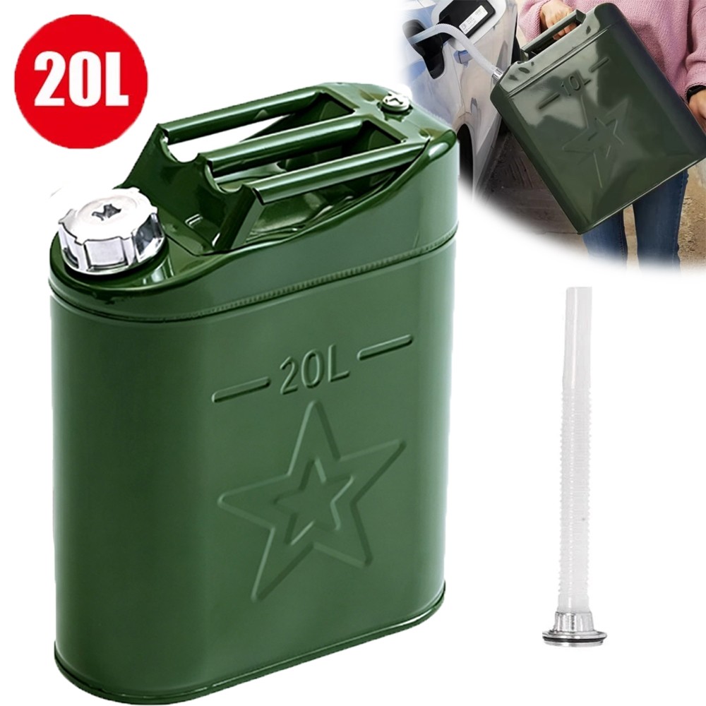 5 Gallon 20L Gasoline Army Green Jerry Can Military Metal Steel Tank Backup USA