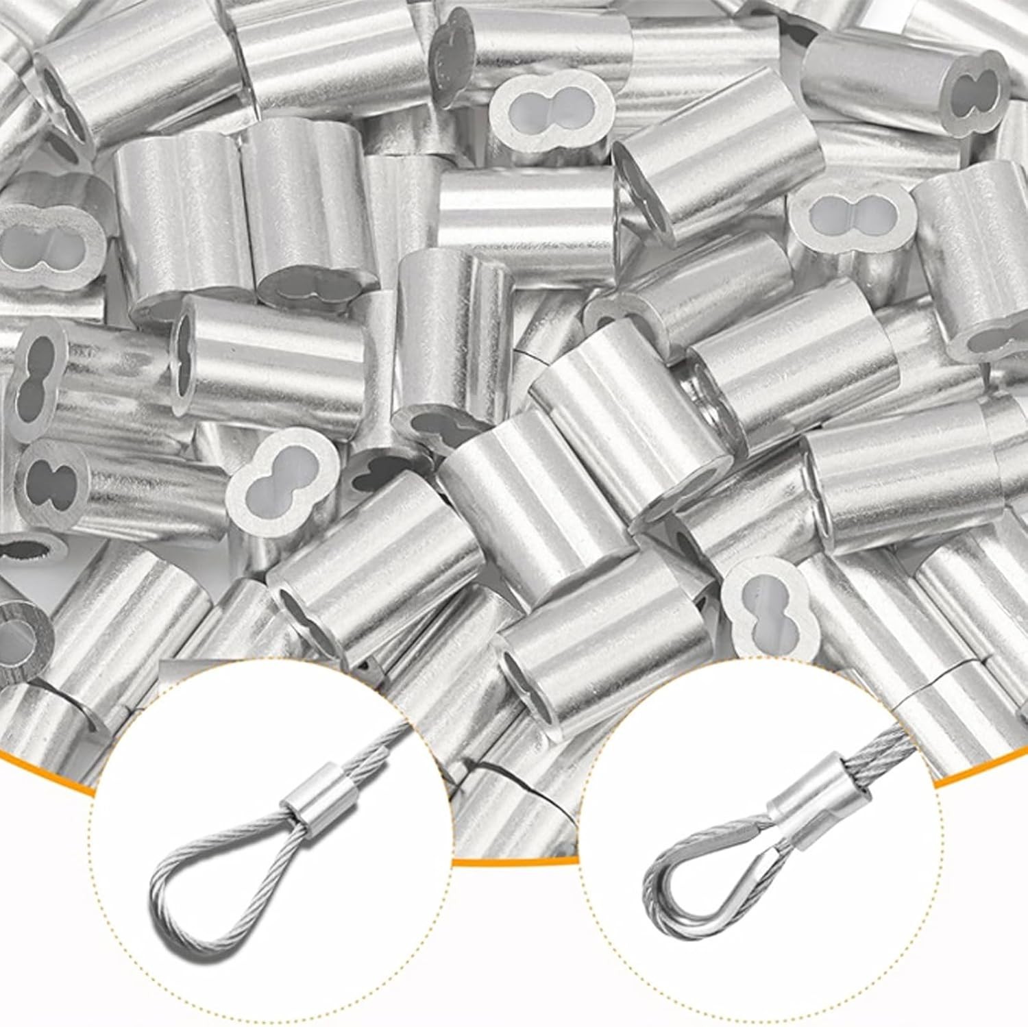 1/8″ (3Mm) Aluminum Crimping Loop Sleeve for Wire Rope, Cable Ferrule (100Pcs)