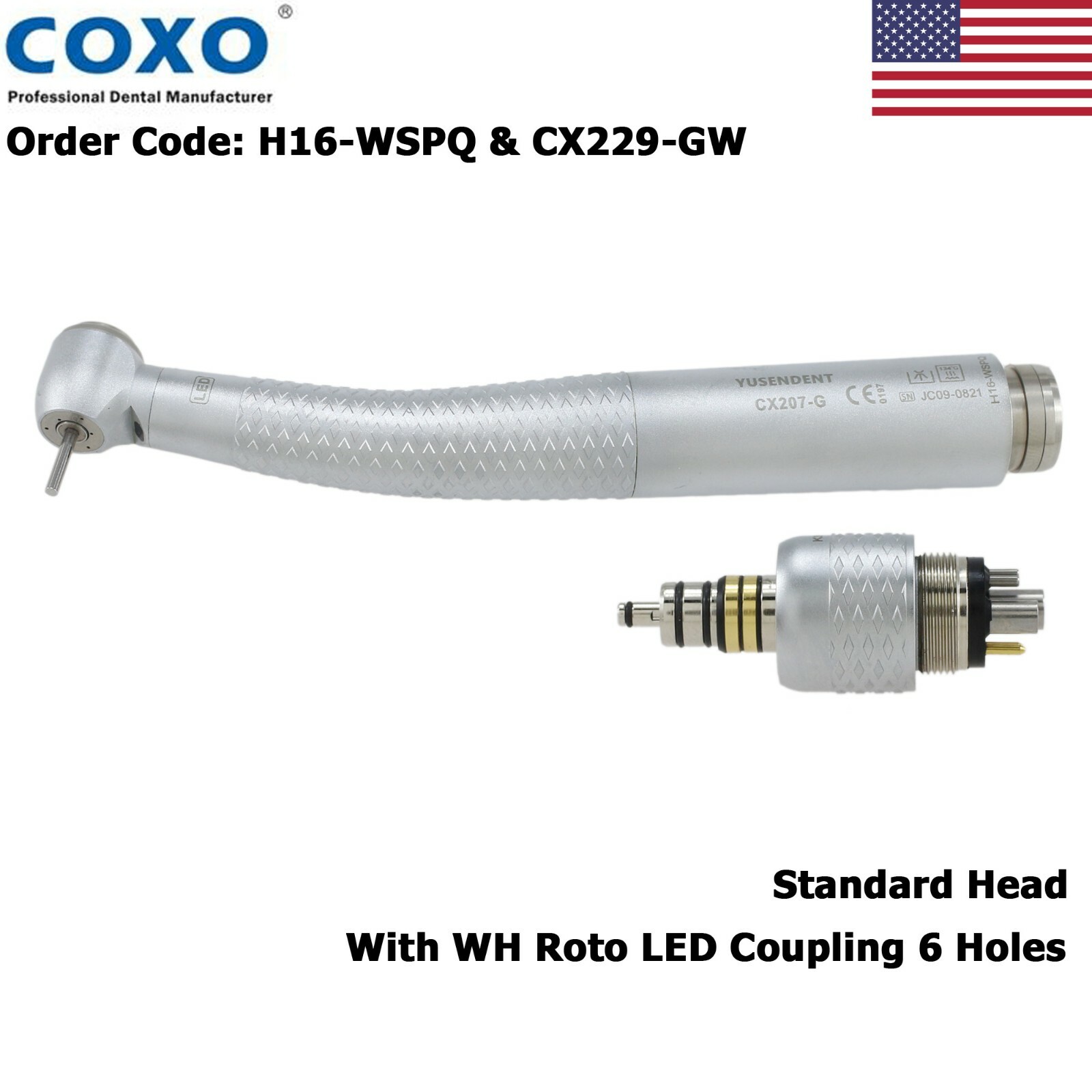 COXO Dental Fiber Optic High Speed Turbine Handpiece For KaVo NSK Coupling