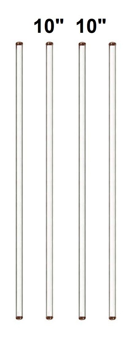 4 Pack Glass Stirring Rods 10″ Round ends for Science Education, Lab and Kitchen