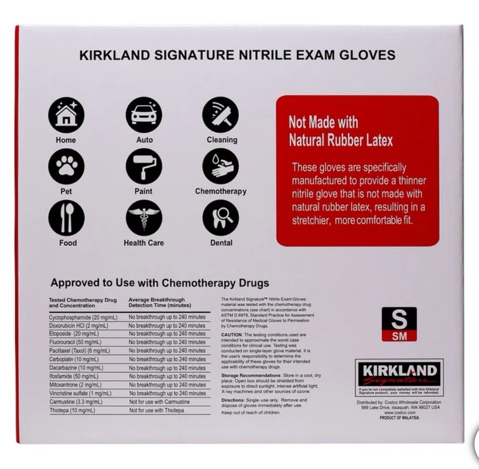 Kirkland Signature Nitrile Exam Powder-Free Exam Gloves – Small – 400 Count