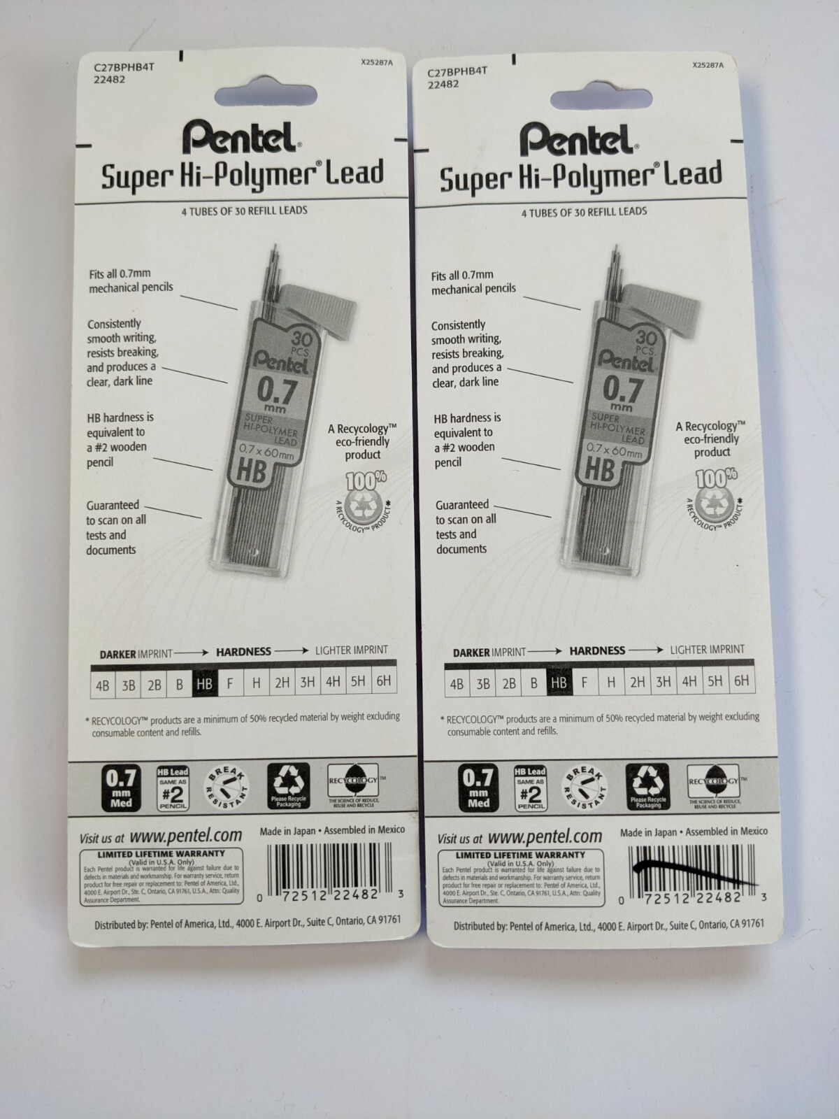 Pentel #2 Mechanical Pencil Super HI Polymer Lead Refill, 0.7mm, 240 Pieces
