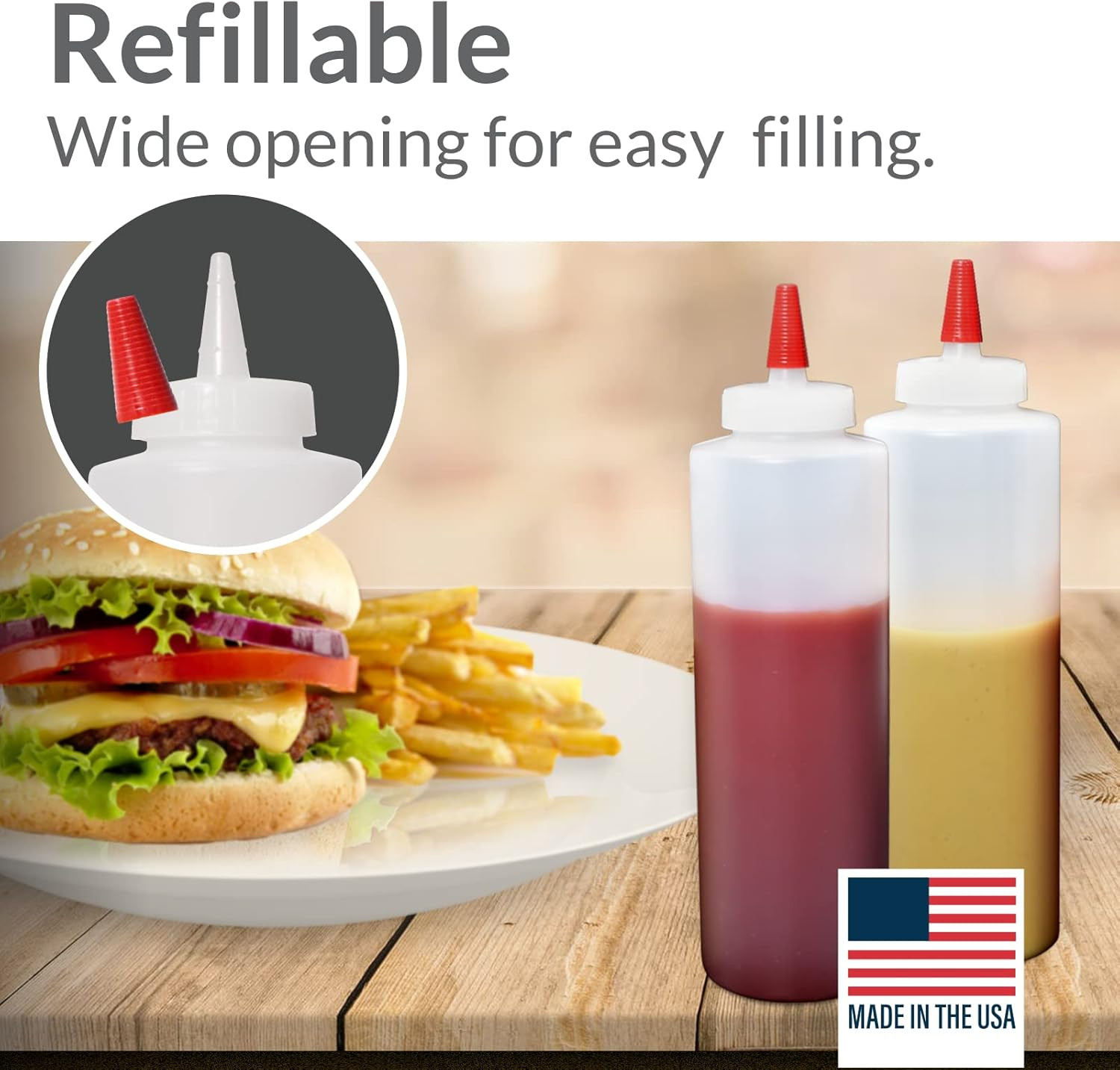 Condiment Squeeze Bottles 16Oz Wide Mouth Empty Squeeze