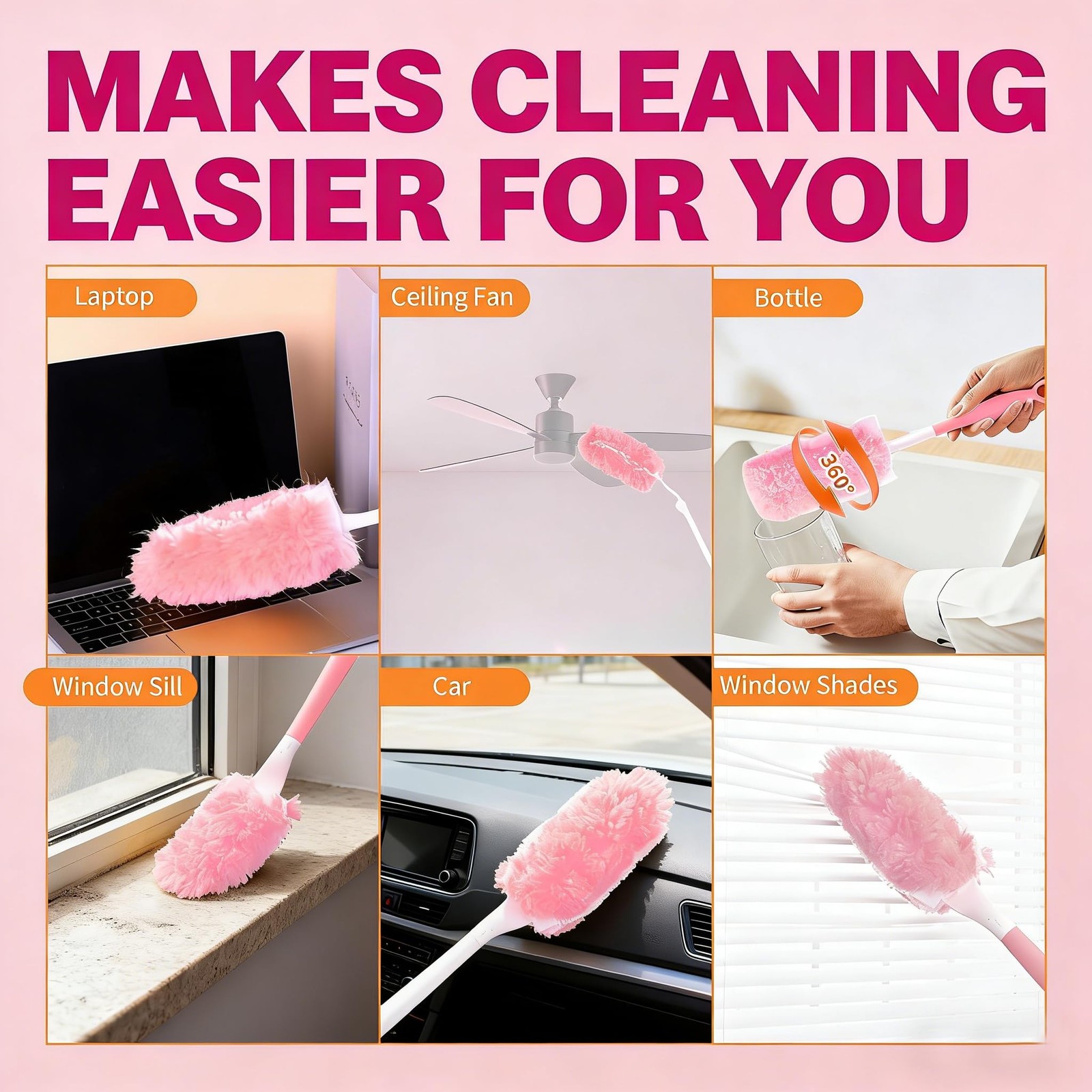 Pink Duster Refill for Swiffer Duster, 30 Count 30 & 1 Handle (Pink)