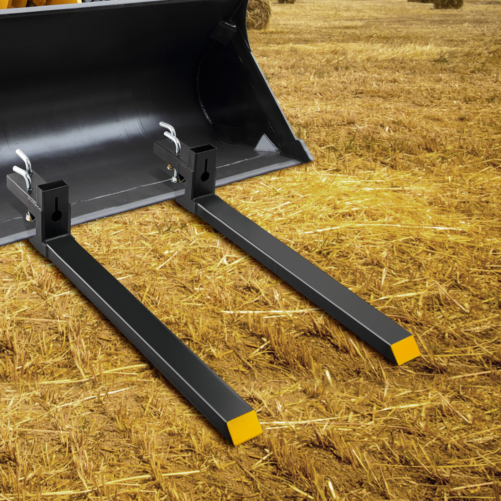 VEVOR 4000lbs 60″ Clamp on Pallet Forks for SkidSteer Loader Bucket Tractor Fork