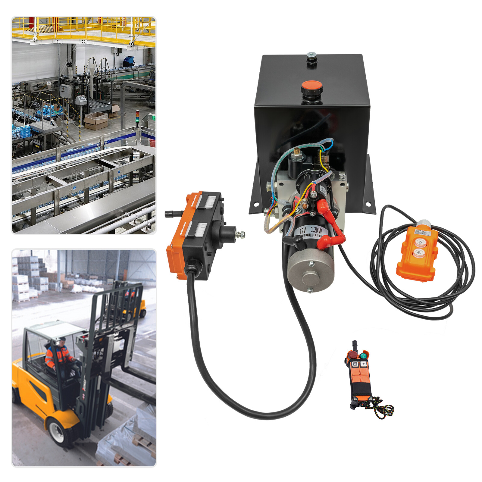 8QT Single Acting Hydraulic Pump Power Unit with Wireless Remote Control 12V