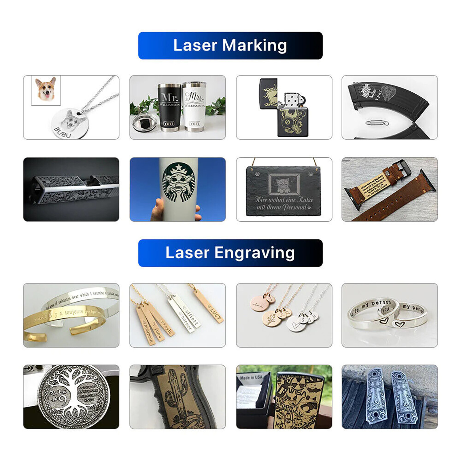 50W Fiber Laser Marking Cutting Machine Metal Jewelry Custom Photo Logo Engraver