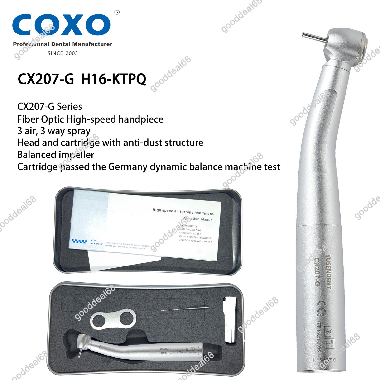 COXO Dental Handpiece Fiber Optic High Speed Turbine CX207-G KaVo MULTIflex LED