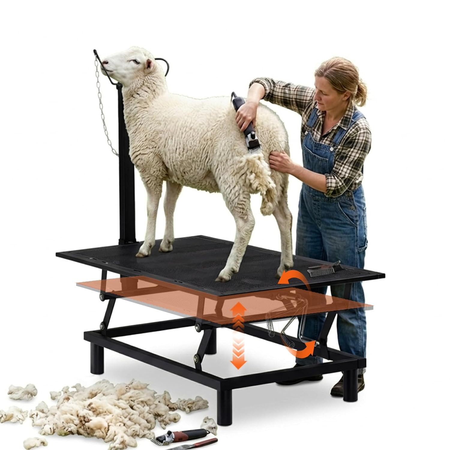 Goat Milking Stand with Hand Crank,Wheels – 48″X23″ Adjustable Headpiece & Heigh