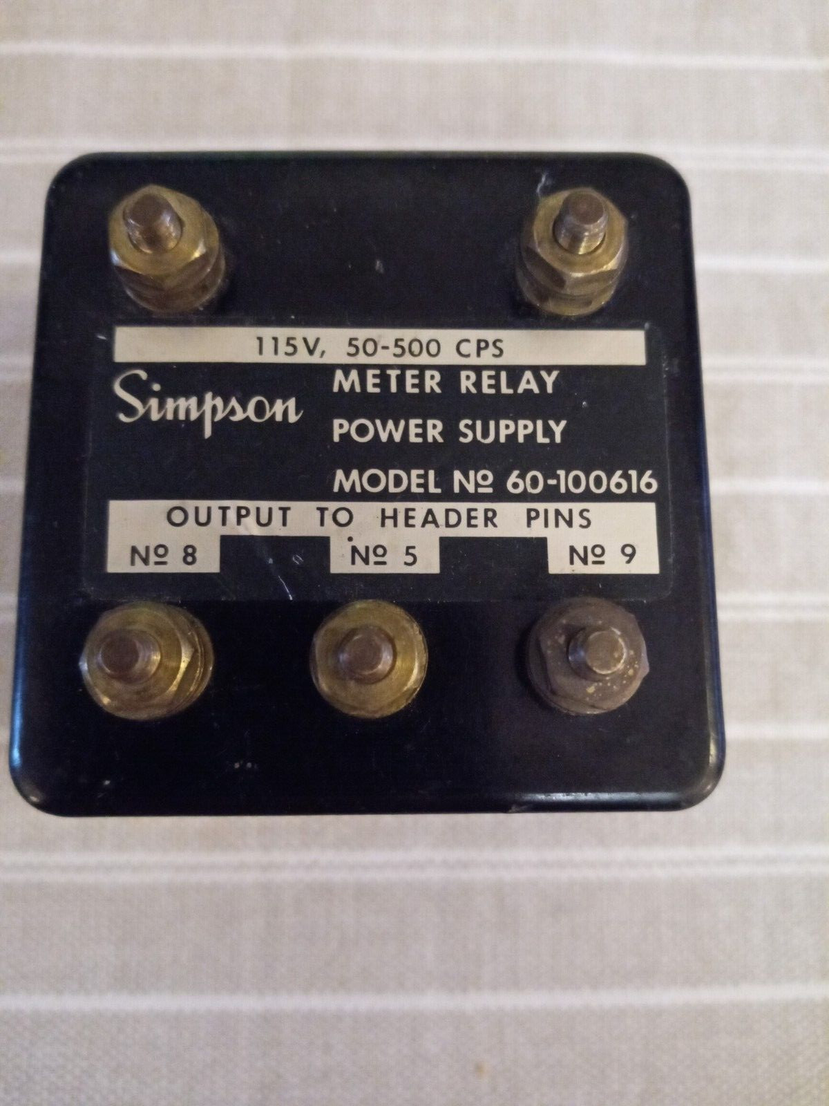 Vintage Simpson Meter Relay Power Supply 60-100616 115V 50-500Hz
