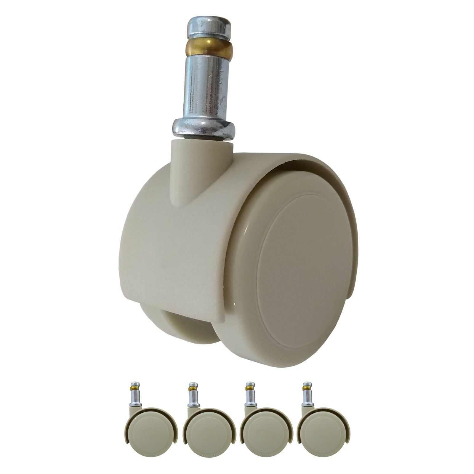 Office Chair Caster Wheels Almond Grey With Soft Treads 5 Piece Set