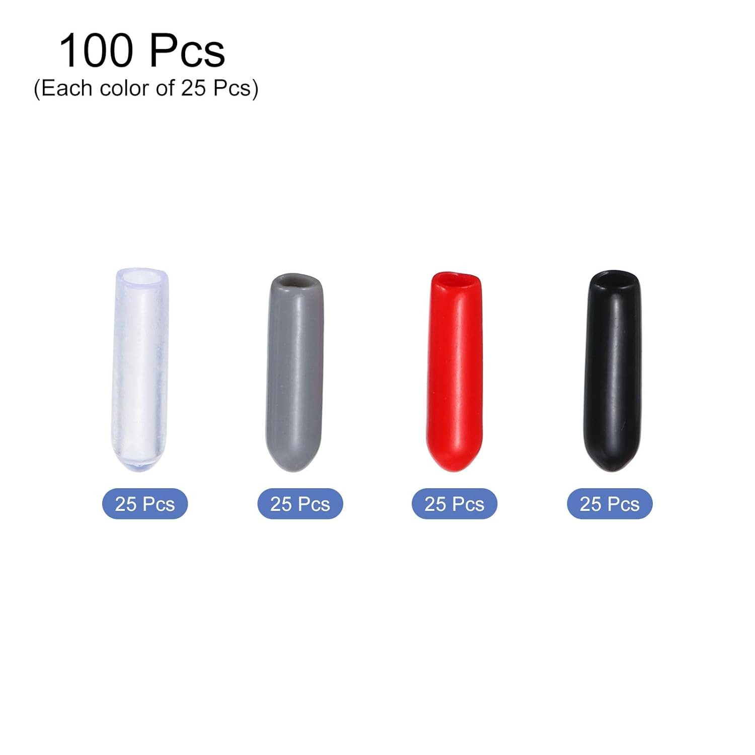 100pcs Rubber End Caps 3mm(1/8″) ID Screw Thread Protectors PVC Vinyl Round Tube