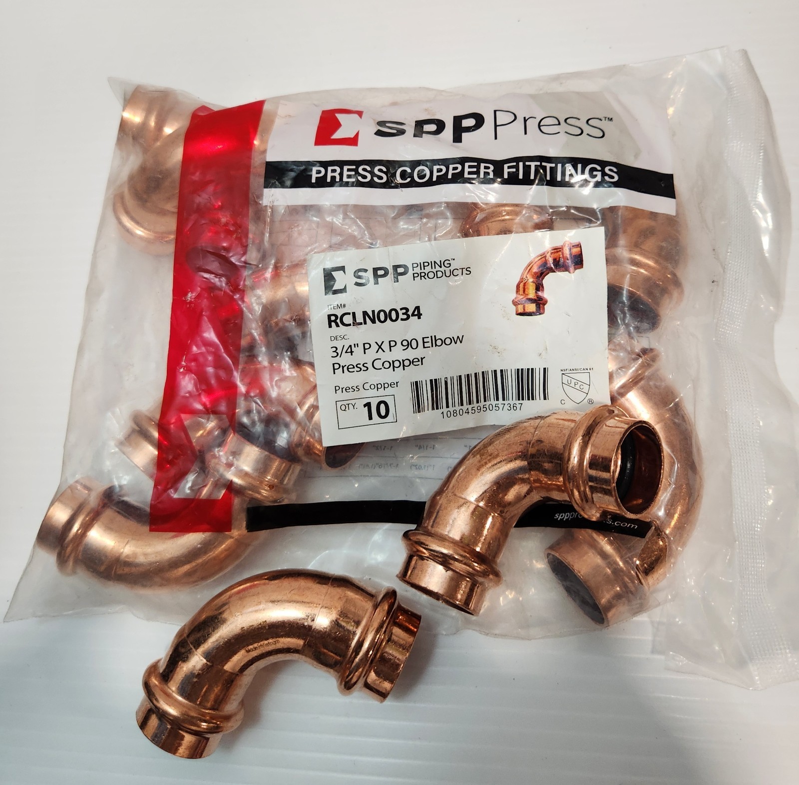 3/4″ PRESS COPPER 90° ELBOW ( LEAD FREE ) ONLY SALE BOX OF 30 PCS.