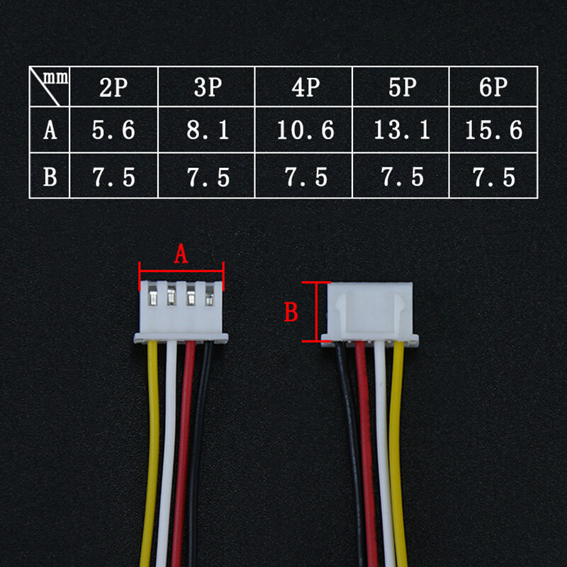 2/3/4/5/6 Pin 2.54mm Pitch Female to Female JST-XH Connector Cable Wires