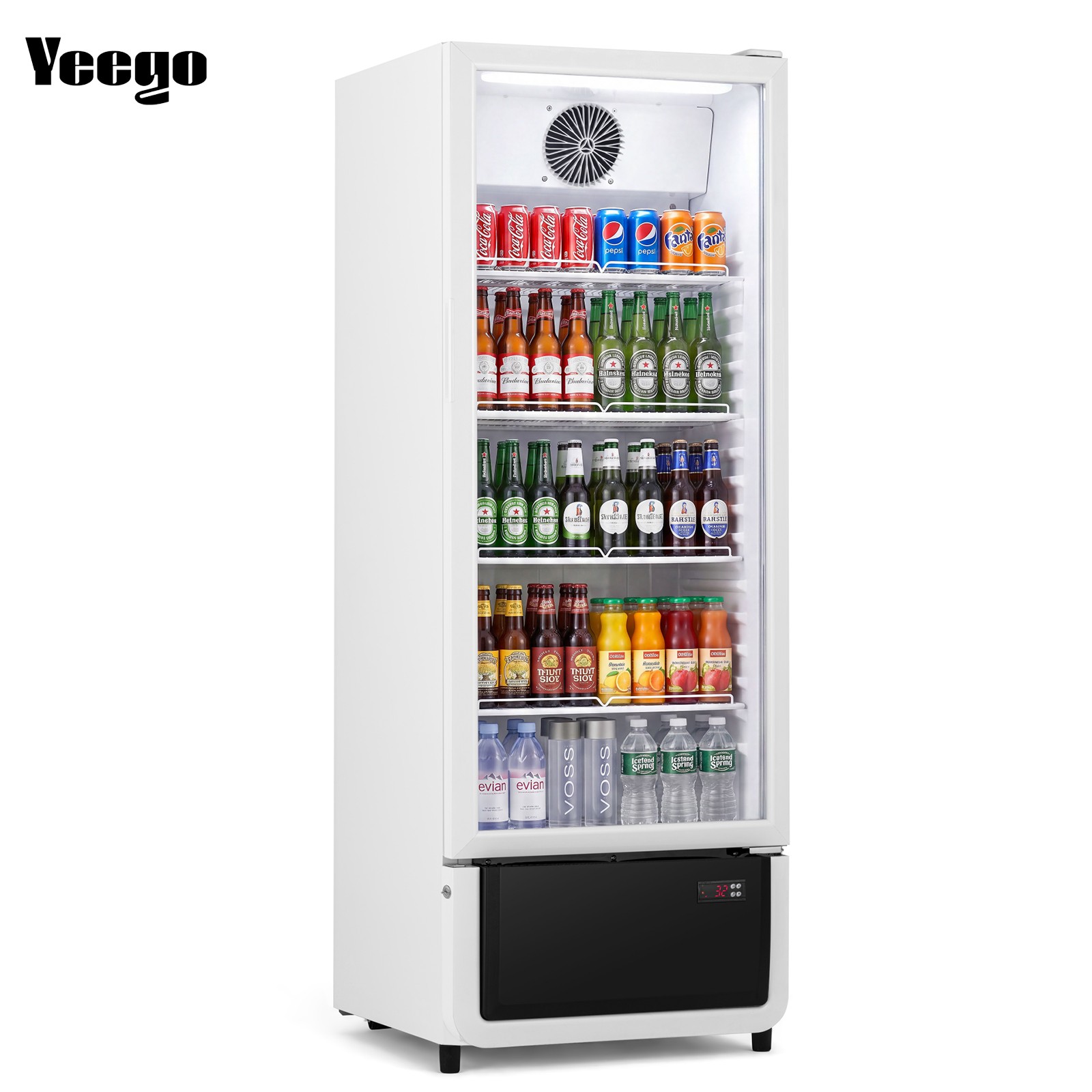 Yeego 8.37 Cu.ft Commercial Upright Refrigerator Beverage Display Cooler White
