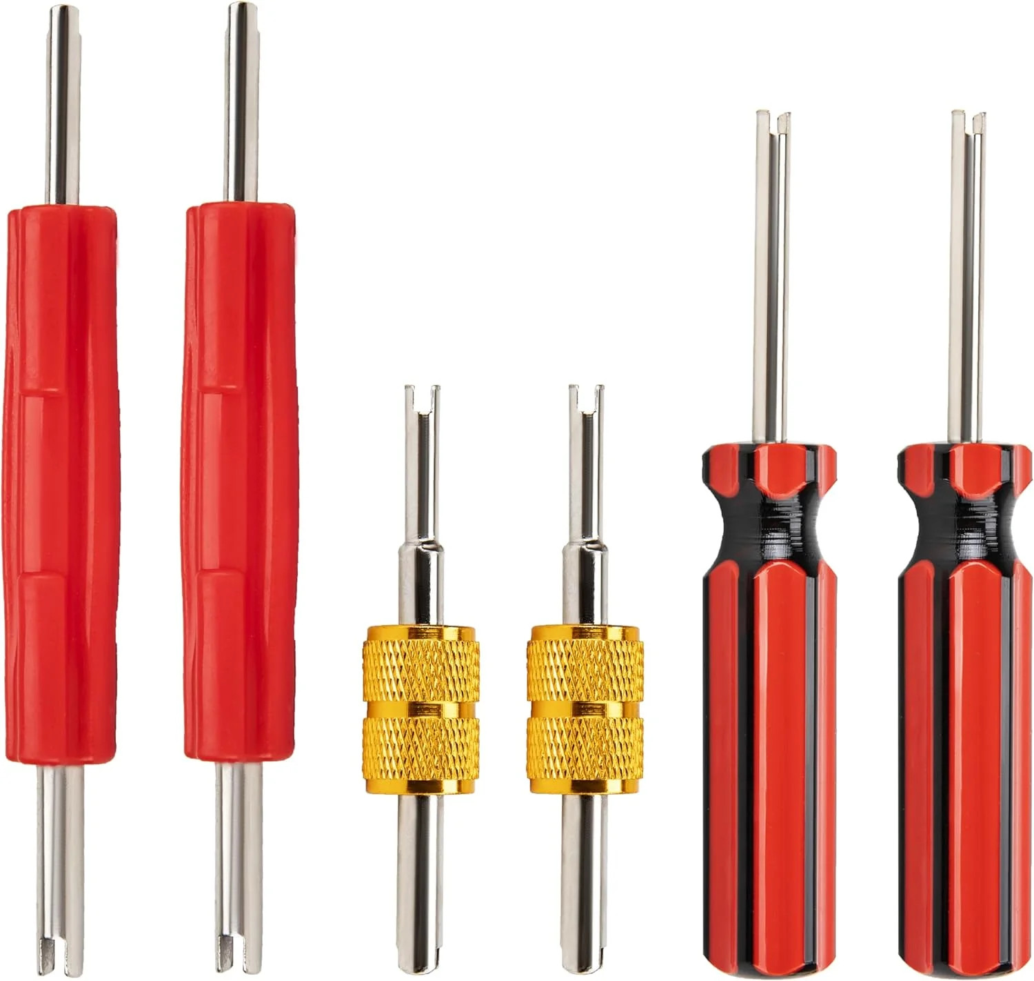 6 Pcs Valve Stem Removal Tool, Single and Double Head Schrader Valve Tool, AC Va