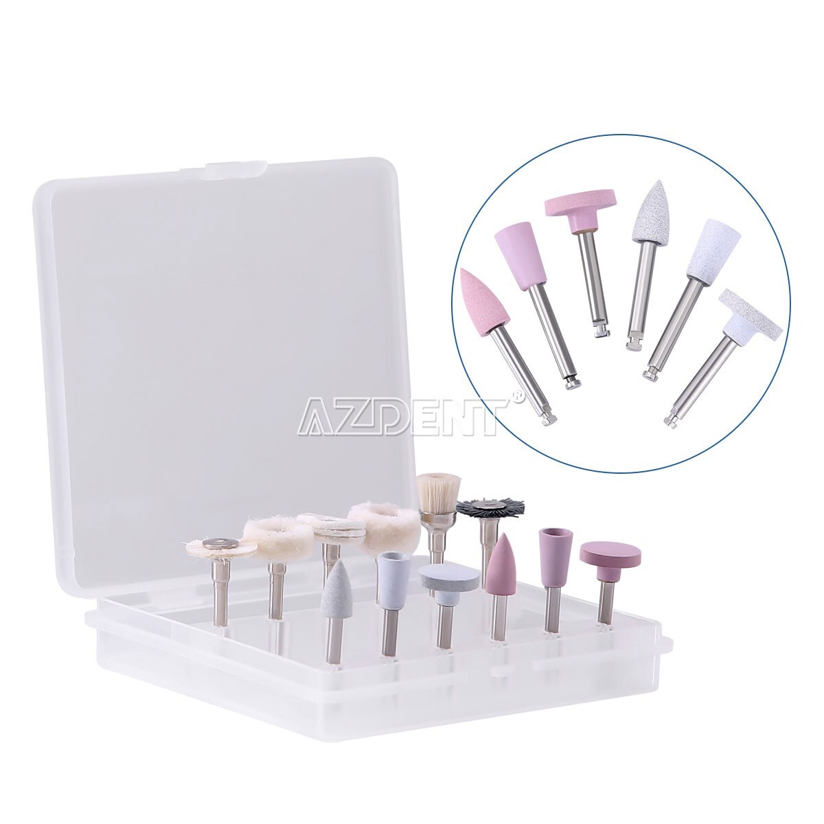 12Pcs Dental Composite Pulido Cepillos Disco Kit RA Silicona Pulidores AZDENT