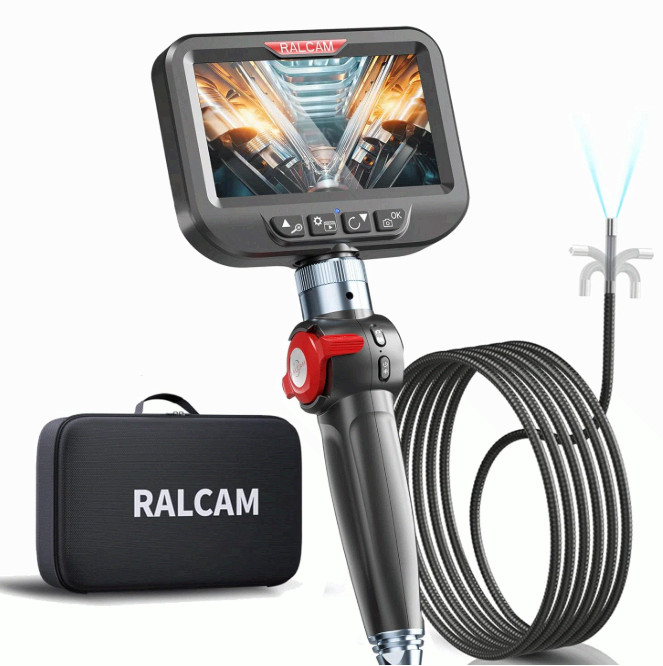 2-Way 180° Articulating Borescope Camera 4.3″ HD 6.2mm Probe 6.6FT Light