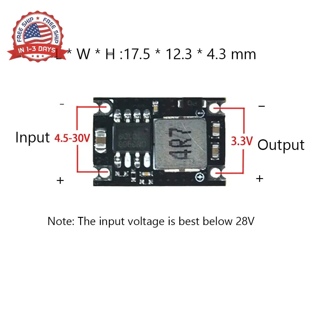 3.3V Regulator 5pcs Mini Reducer DC 5-30V 5V 12V 24V Buck to 3.3V Buck Converter