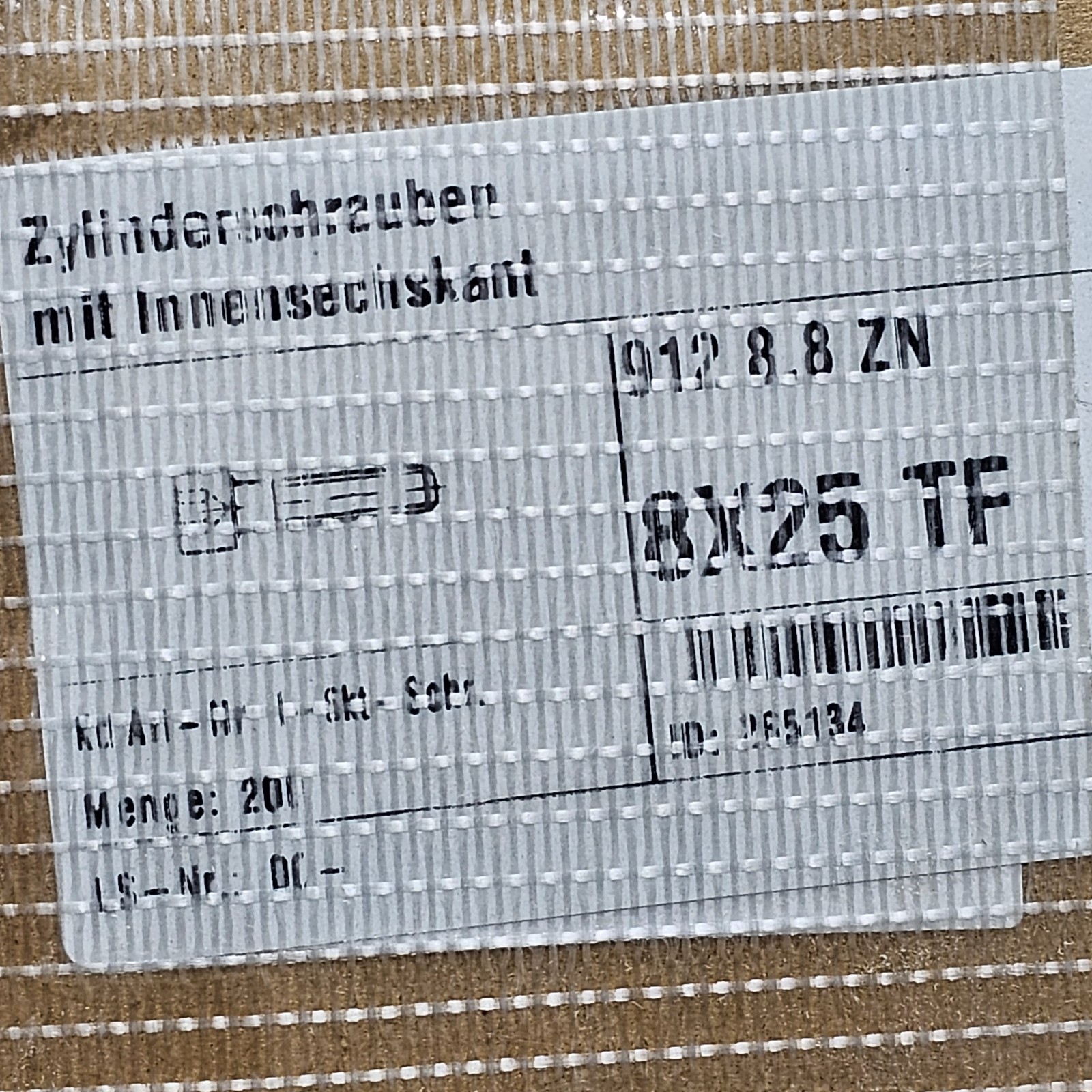 (QTY 200) NDT Global 3581 Hexagon Socket Head Cap Screw ISO 4762 M8x25 8.8 ZN