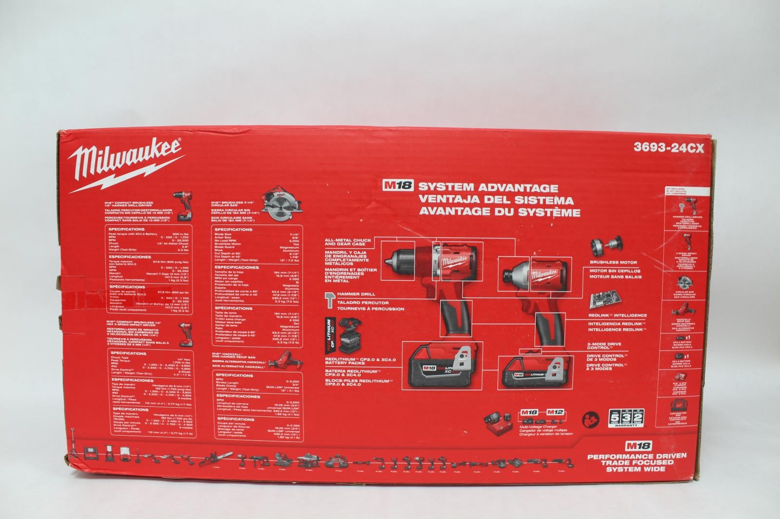 Milwaukee M18 18 Volt Brushless Cordless 4-Tool Combo Kit – 3693-24CX
