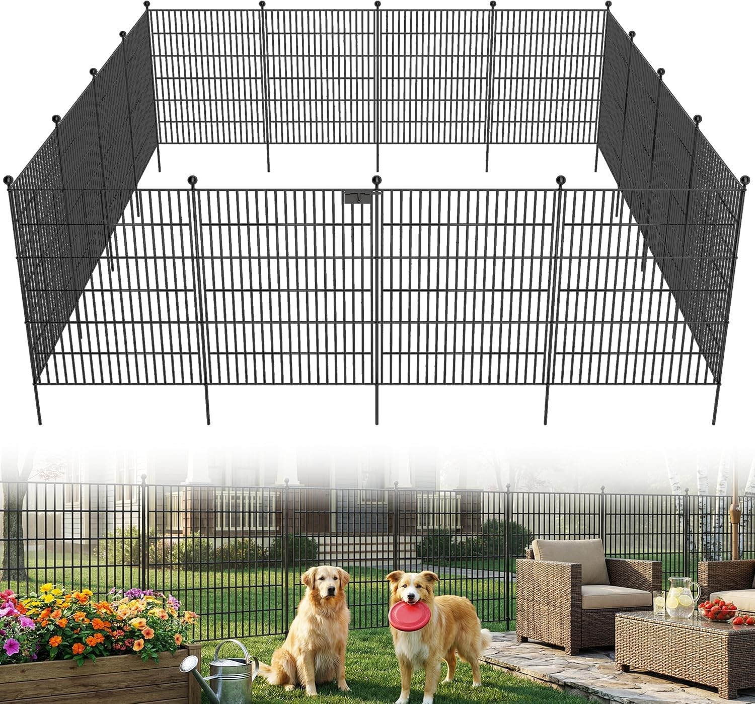 No Dig Garden Fence Panels 10 Panels 32 in(H) x 29 in(L) Fencing for Garden