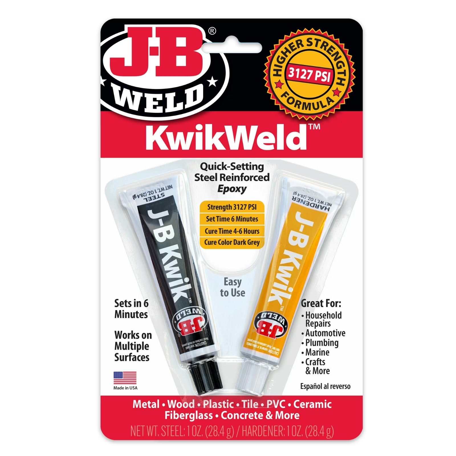 J-B Weld 8276 KwikWeld Quick Setting Steel Reinforced Epoxy – Dark Grey 2 oz